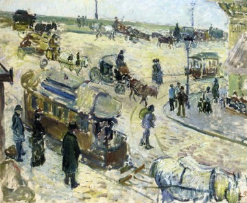  1883 Pintura al %C3%B3leo - Place de la republique Rouen con tranvía 1883 Camille Pissarro